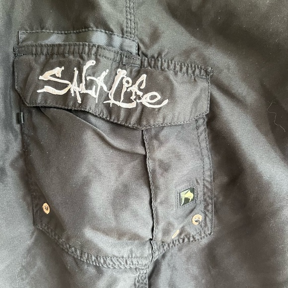 Salt life mens swim trunks, medium, black with gray trim, elastic waist - Picture 5 of 11